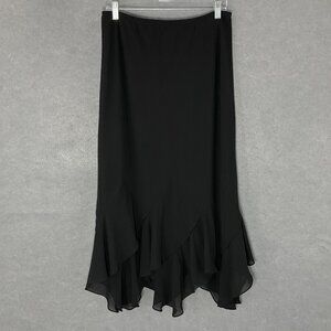 R&K Evening Skirt Women Sz 12 Black Flowy Vamp Whimsigoth Y2K Witchy Fairy‎